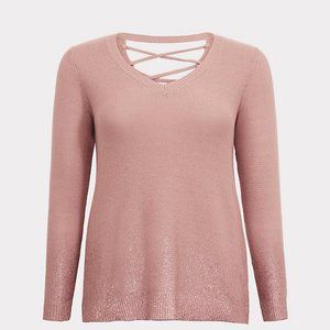 Torrid Pink Rose Gold Ombre Tunic Sweater 4